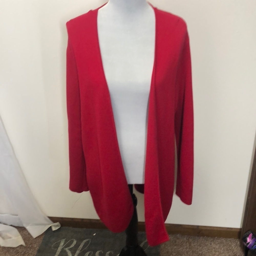 Talbots Red Open Front Cardigan Size Large - image 1